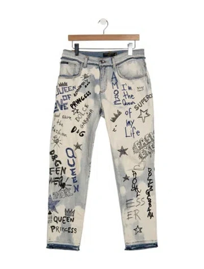 Pre-owned Dolce & Gabbana Mid-rise Straight Leg Jeans In Blue