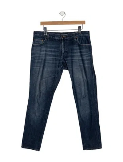 Pre-owned Dolce & Gabbana Mid-rise Straight Leg Jeans In Blue