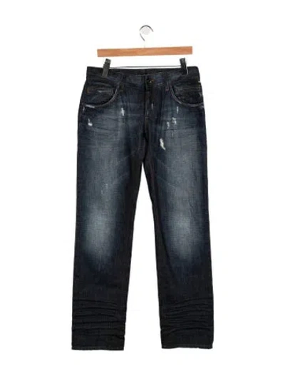 Pre-owned Dolce & Gabbana Mid-rise Straight Leg Jeans In Blue