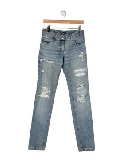 Pre-owned Dolce & Gabbana Mid-rise Straight Leg Jeans In Blue