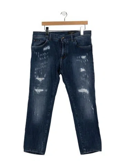 Pre-owned Dolce & Gabbana Mid-rise Straight Leg Jeans In Blue