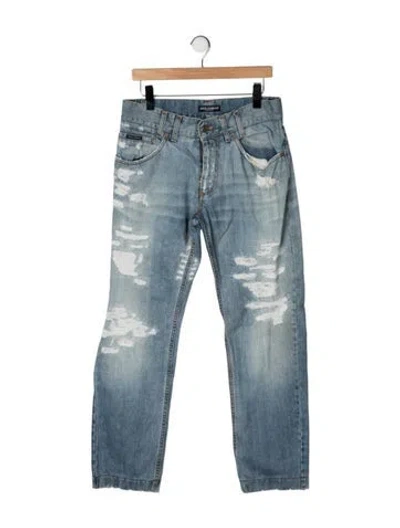 Pre-owned Dolce & Gabbana Mid-rise Straight Leg Jeans In Blue