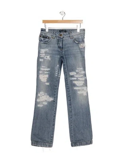 Pre-owned Dolce & Gabbana Mid-rise Straight Leg Jeans In Blue