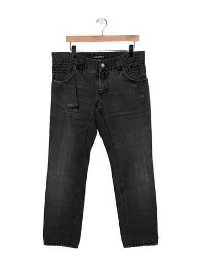 Pre-owned Dolce & Gabbana Mid-rise Straight Leg Jeans In Grey