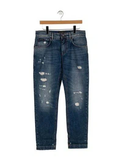 Pre-owned Dolce & Gabbana Mid-rise Straight Leg Jeans W/ Tags In Blue