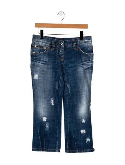 Pre-owned Dolce & Gabbana Mid-rise Wide Leg Jeans In Blue