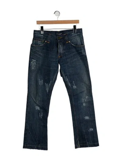 Pre-owned Dolce & Gabbana Mid-rise Wide Leg Jeans In Blue