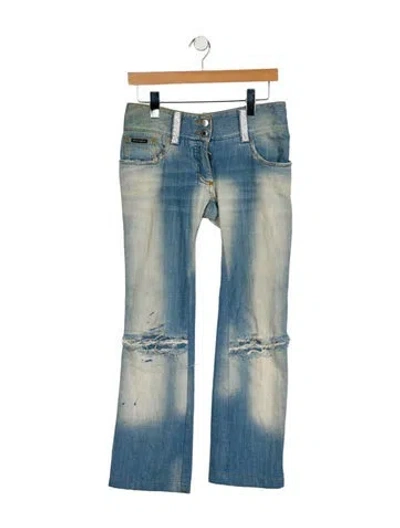 Pre-owned Dolce & Gabbana Mid-rise Wide Leg Jeans In Blue