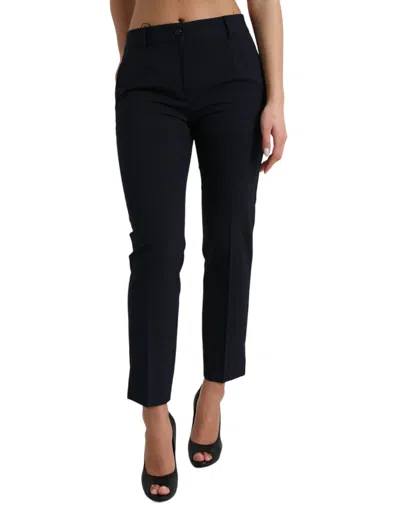 Dolce & Gabbana Mid-waist Tapered Cropped Trousers In Black