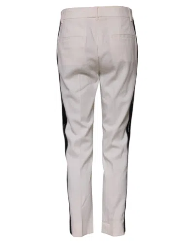 Dolce & Gabbana Mid-waist Tapered Wool Trousers In White