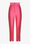 Dolce & Gabbana Mikado Pants With Ankle Slits In Fuchsia