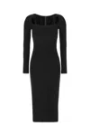 Dolce & Gabbana Long-sleeve Square-neck Midi Dress In Black