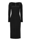 Dolce & Gabbana Long-sleeve Square-neck Midi Dress In Black