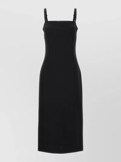 Dolce & Gabbana Milan Stitch Dress Midi Square Neckline In Black