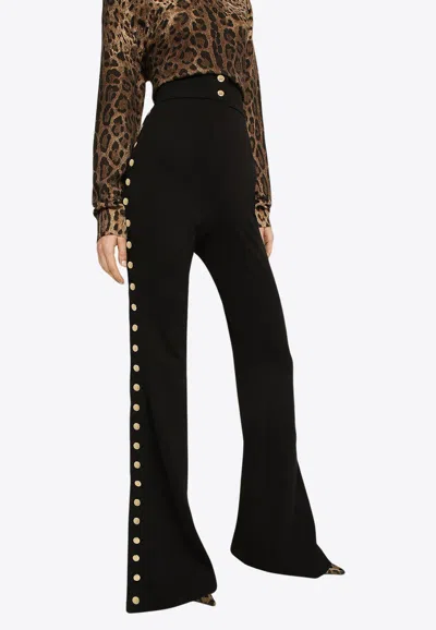 Dolce & Gabbana Milano Button Flared Pants In Black