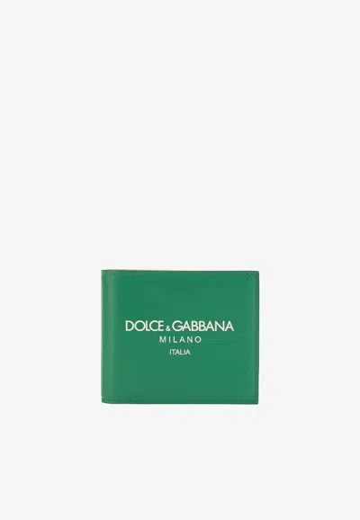 Dolce & Gabbana Milano Logo Bi-fold Wallet In Green