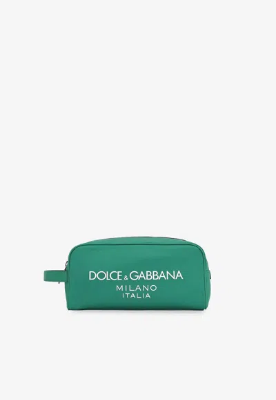 Dolce & Gabbana Milano Logo Wash Bag In Green
