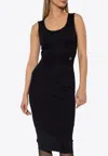 Dolce & Gabbana Dg Logo Plaque Sleeveless Knitted Dress In Black