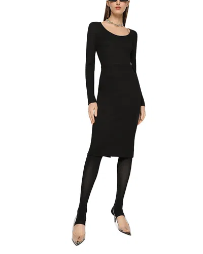 Dolce & Gabbana Milano Rib Midi Dress In Black
