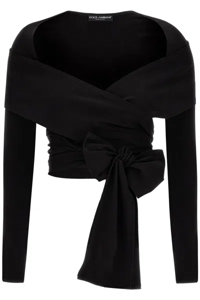 Dolce & Gabbana Milano Stitch Jersey Shrug In Black