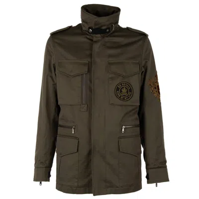 Pre-owned Dolce & Gabbana Military Canvas Parka Jacket Dg Love Logo Embroidery Khaki 11226 In Green