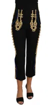 Dolce & Gabbana Military Embellished Women'ss Black Gold Dress Women's Pant In Black