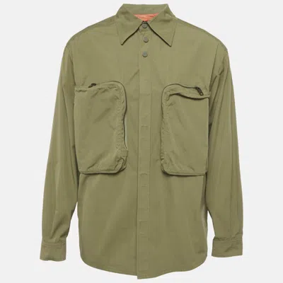 Pre-owned Dolce & Gabbana Military Green Cotton Pocket Detail Oversized Shirt M