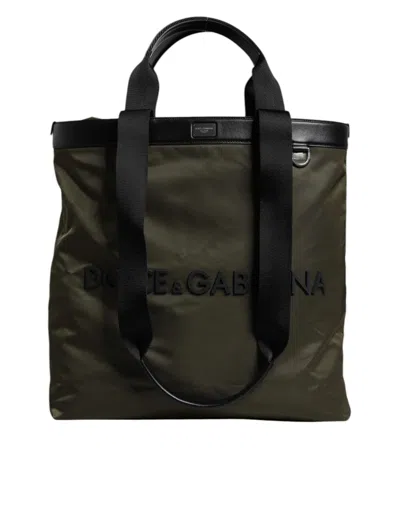 Dolce & Gabbana Military Green Nylon Shoulder Strap Tote Men's Bag