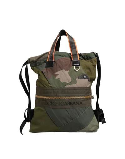 Dolce & Gabbana Military Green Patchwork Rucksack Backpack Borse Men Men's Bag