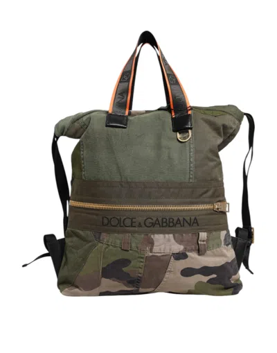 Dolce & Gabbana Military Green Patchwork Rucksack Backpack Men's Bag
