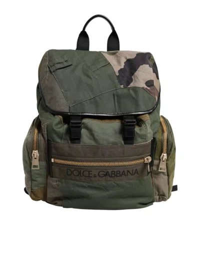 Dolce & Gabbana Military Green Patchwork Rucksack Backpack Men's Bag