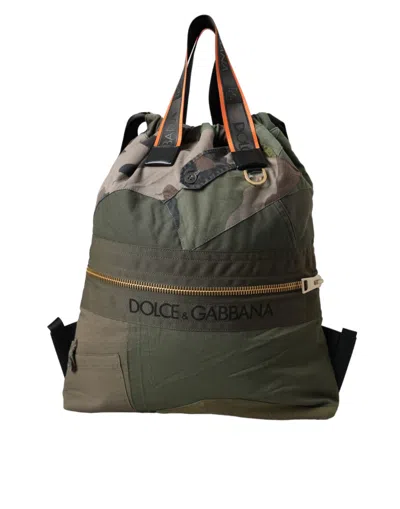 Dolce & Gabbana Military Green Patchwork Rucksack Backpack Men's Bag