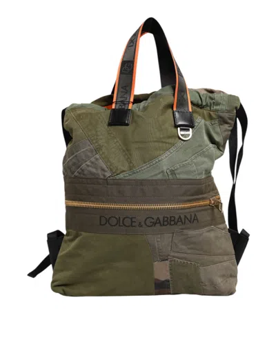 Dolce & Gabbana Military Green Patchwork Rucksack Backpack Men's Bag