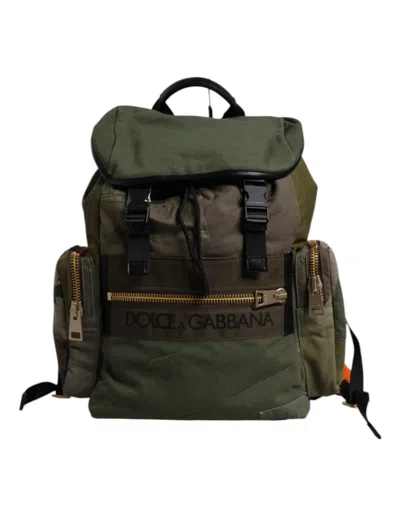 Dolce & Gabbana Military Green Patchwork Travel Backpack Men's Bag
