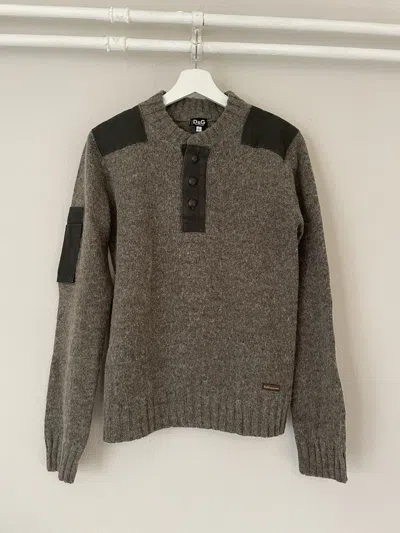 Pre-owned Dolce & Gabbana Military Knit Sweater In Gray