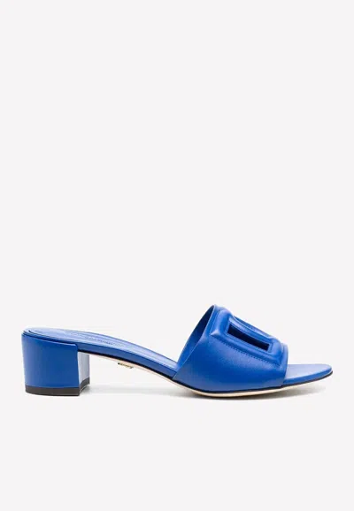 Dolce & Gabbana Millennials 40 Dg Mules In Calf Leather In Blue