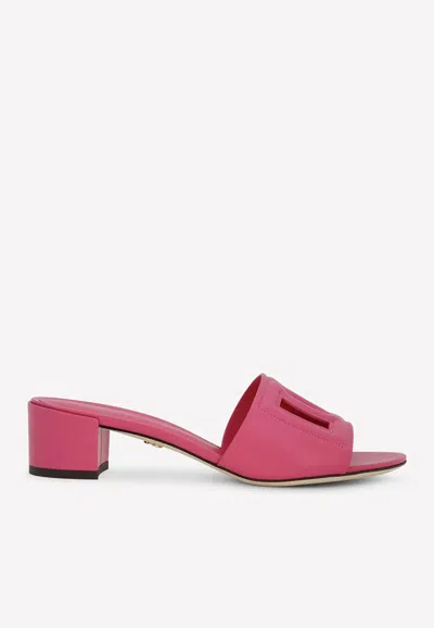 Dolce & Gabbana Millennials 40 Dg Mules In Calf Leather In Pink