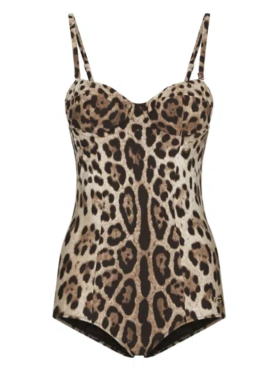 Dolce & Gabbana Mini Adjustable And Detachable Strap Dress With Sweetheart Neckline In Brown