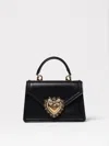 Dolce & Gabbana Black Calfskin Shoulder Bag With Rhinestone Details And Gold Chain In Black