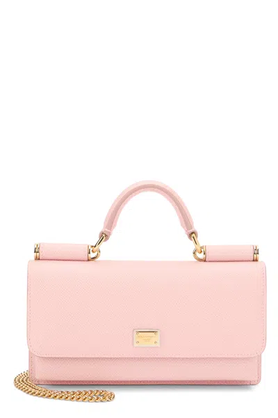 Dolce & Gabbana Mini Bag In Pink Calf Leather Dauphine Print