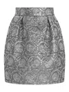 Dolce & Gabbana Brocade-effect Midi Skirt In Plata
