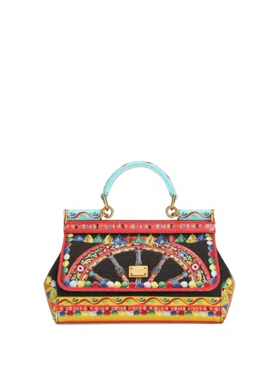 Dolce & Gabbana Mini Carretto-print Sicily Handbag In Multi