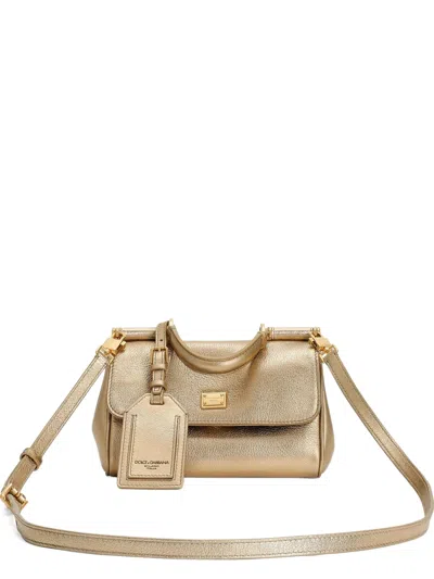 Dolce & Gabbana Mini Chic Tote With Adjustable Strap In Gold