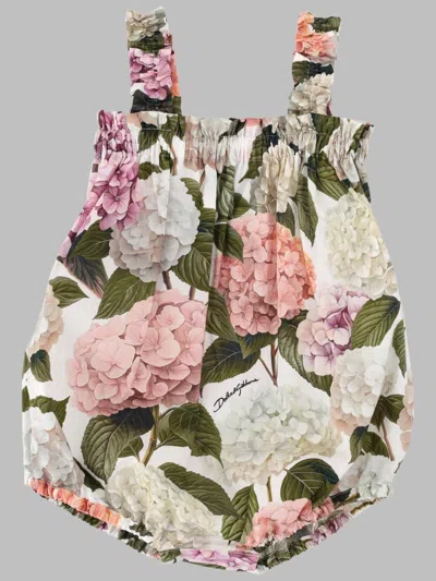 Dolce & Gabbana Mini Cotton Jumpsuit For Baby Girls In Multicolour