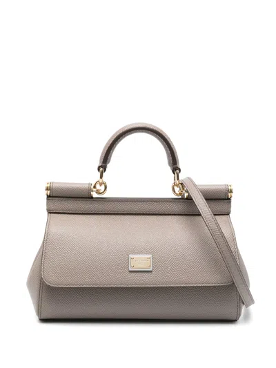 Dolce & Gabbana Mini Dauphine Calfskin Crossbody Bag With Hidden Double Magnet Closure In Beige