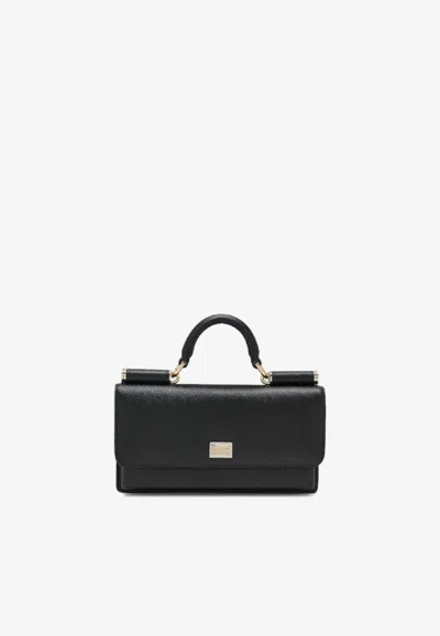 Dolce & Gabbana Mini Dauphine Leather Bag In Black