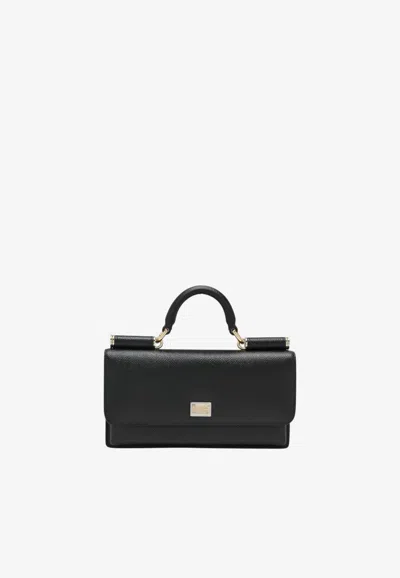 Dolce & Gabbana Mini Dauphine Leather Bag In Black