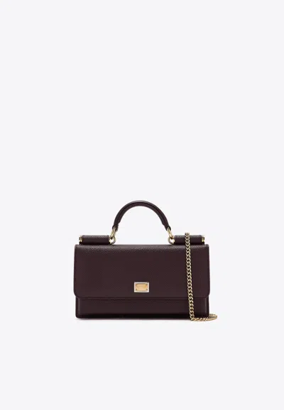 Dolce & Gabbana Mini Dauphine Leather Top Handle Bag In Purple