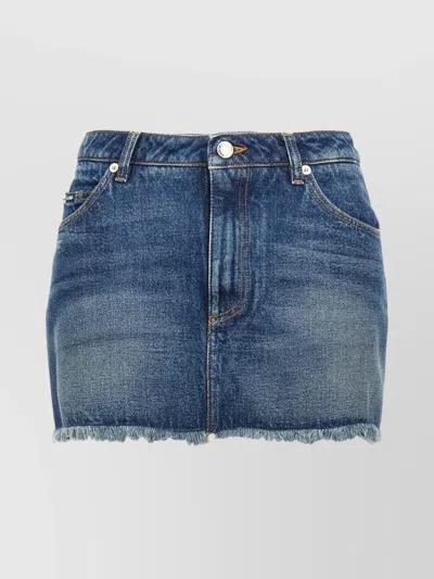DOLCE & GABBANA MINI DENIM SKIRT FRAYED HEM