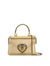 Dolce & Gabbana Mini Devotion Laminated Leather Bag In Gold